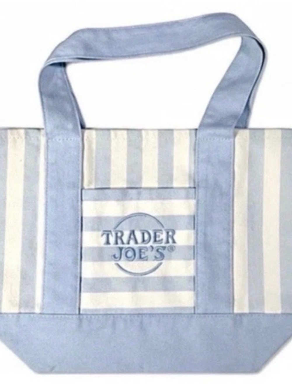 Trader Joe's Blue & Cream Striped Tote Bag